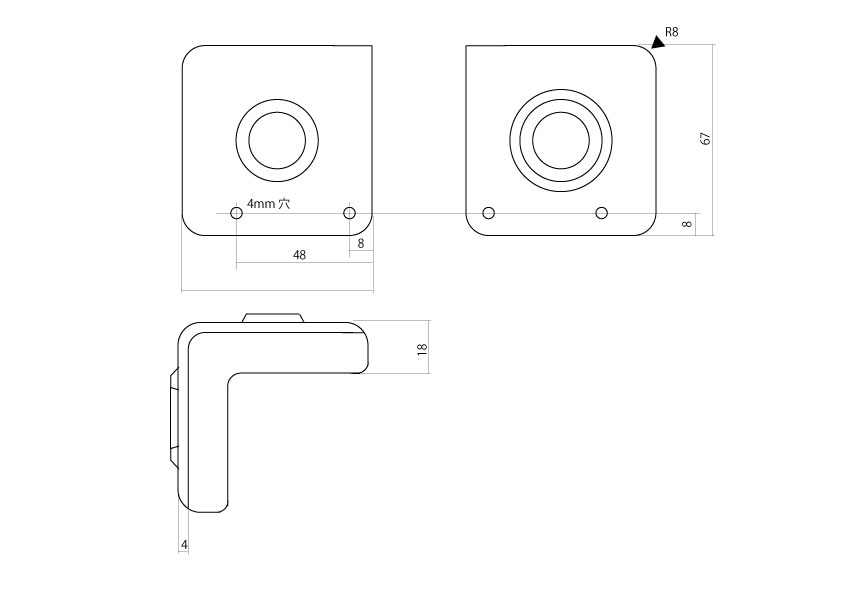 画像2: プラスチック製キャビネット コーナー(R8mm)4個セット