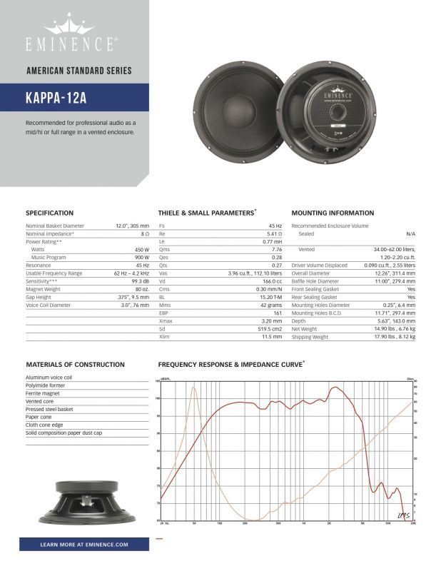 画像3: Eminence Kappa 12A    12inch/30cm 